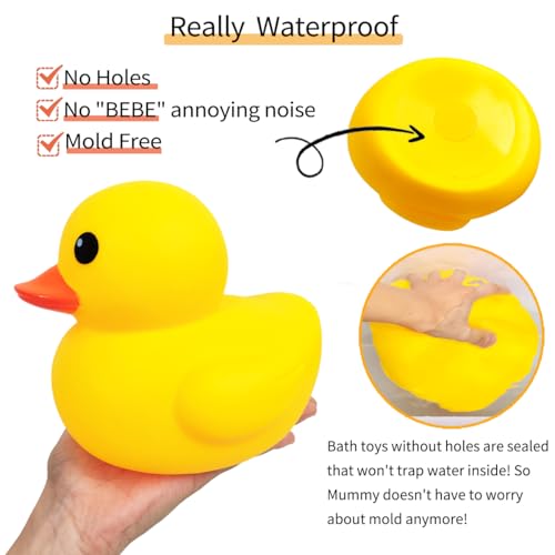 Kalafona 7-Inch Large Rubber Duck – No Hole, No Squeak, Waterproof Bath Toy and Desk Decor