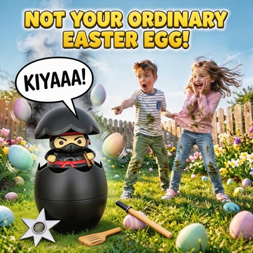 Kamhi World Egg Pops Ninja Talking Easter Egg Toy – Pop-Up Surprise with Sounds, Gag Gift for Teens, Ages 3+