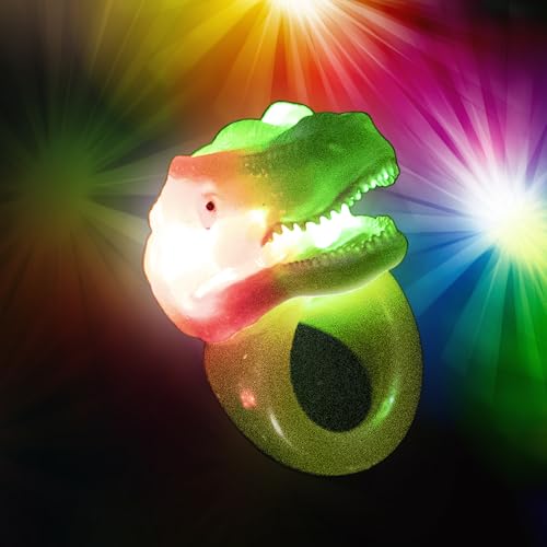 Kangaroo 12-Pack Dinosaur LED Light-up Rings - Flashing Glow in the Dark Party Favors