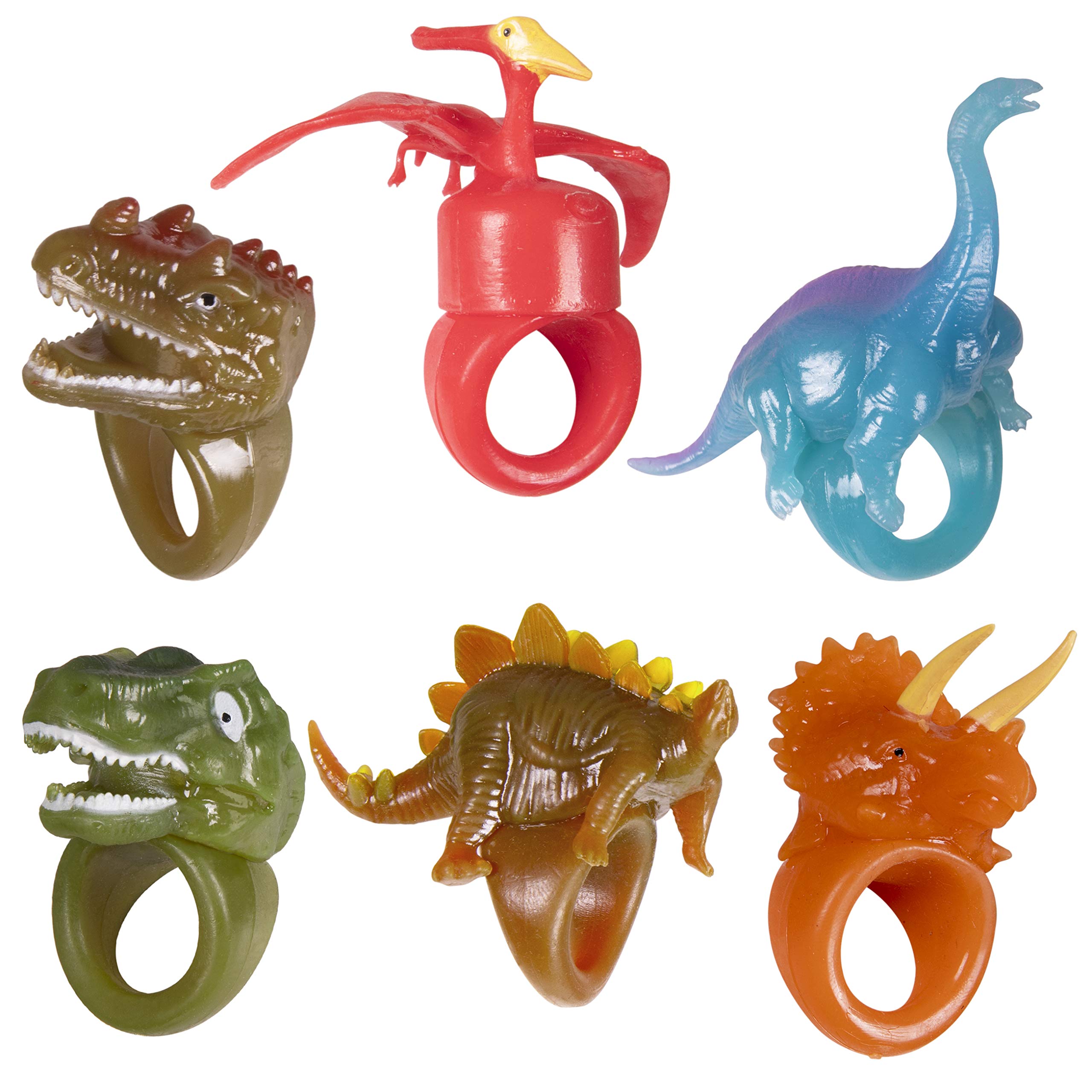 Kangaroo 12-Pack Dinosaur LED Light-up Rings - Flashing Glow in the Dark Party Favors