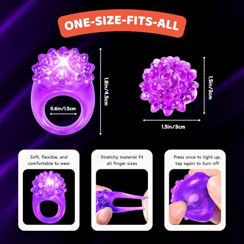 Kangaroo 24 Pack LED Light Up Rings - Bulk Flashing Finger Lights for Parties, Easter, and Rave Favors