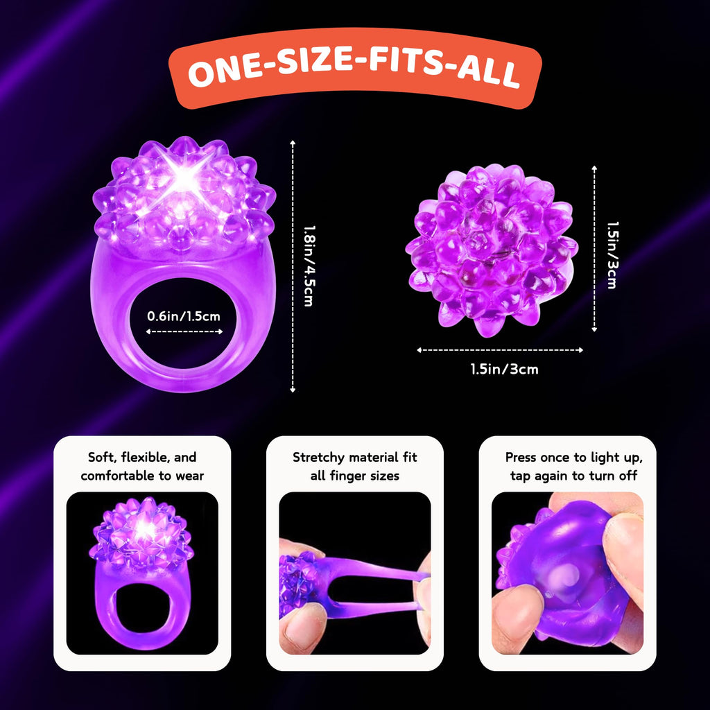 Kangaroo 24 Pack LED Light Up Rings - Bulk Flashing Finger Lights for Parties, Easter, and Rave Favors