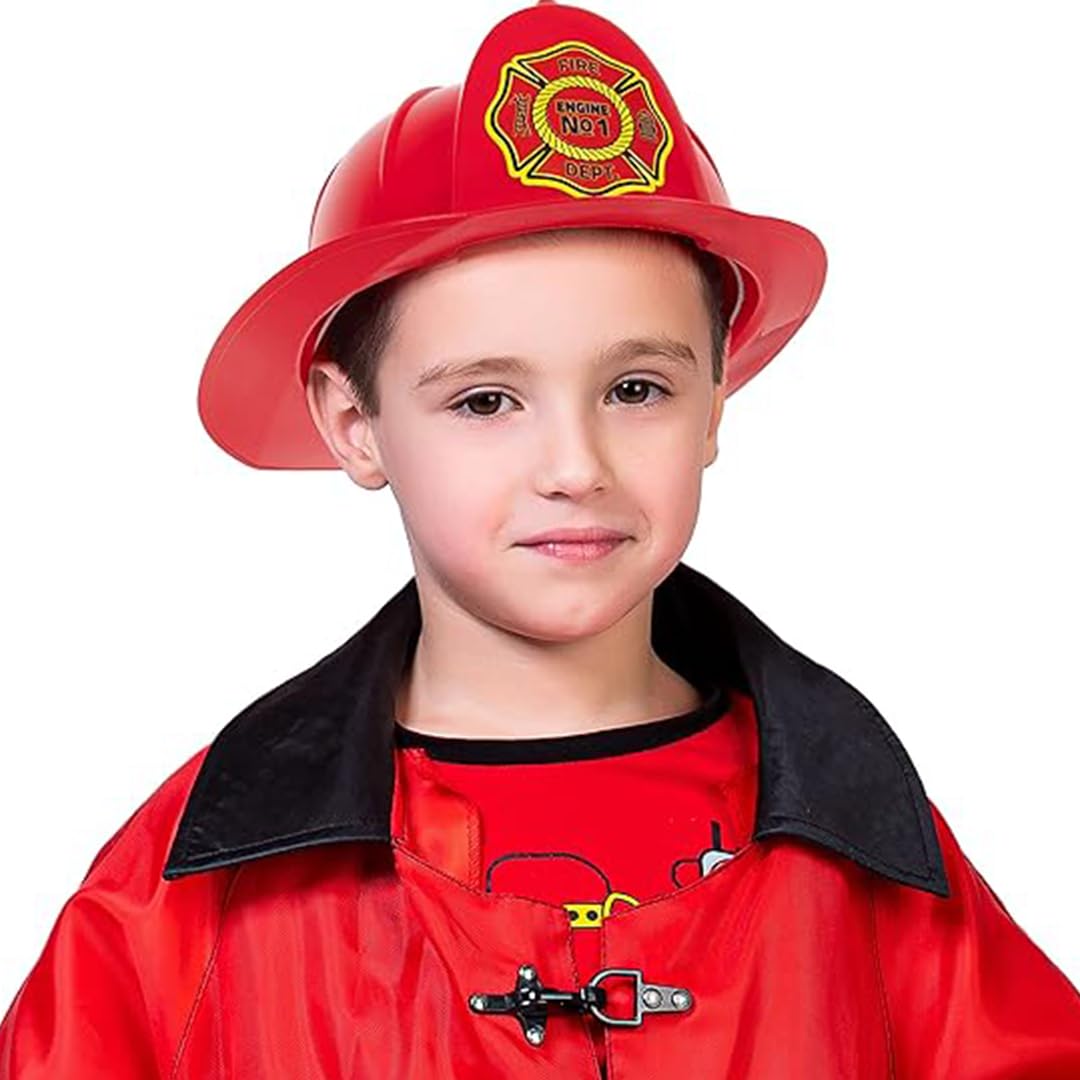 Kangaroo Firefighter Hat for Kids – Red Plastic Pretend Play Helmet