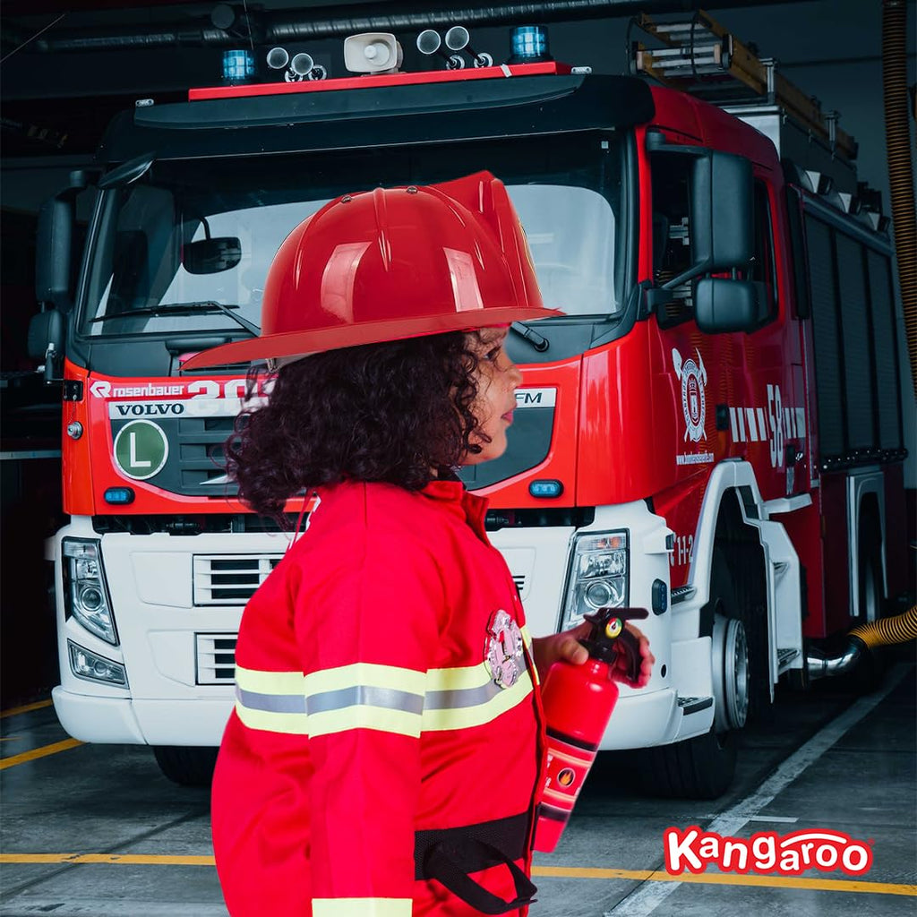 Kangaroo Firefighter Hat for Kids – Red Plastic Pretend Play Helmet