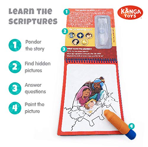 KangaToys New Testament Water Reveal Coloring Book – Reusable No-Mess Bible Activity for Kids Ages 3+