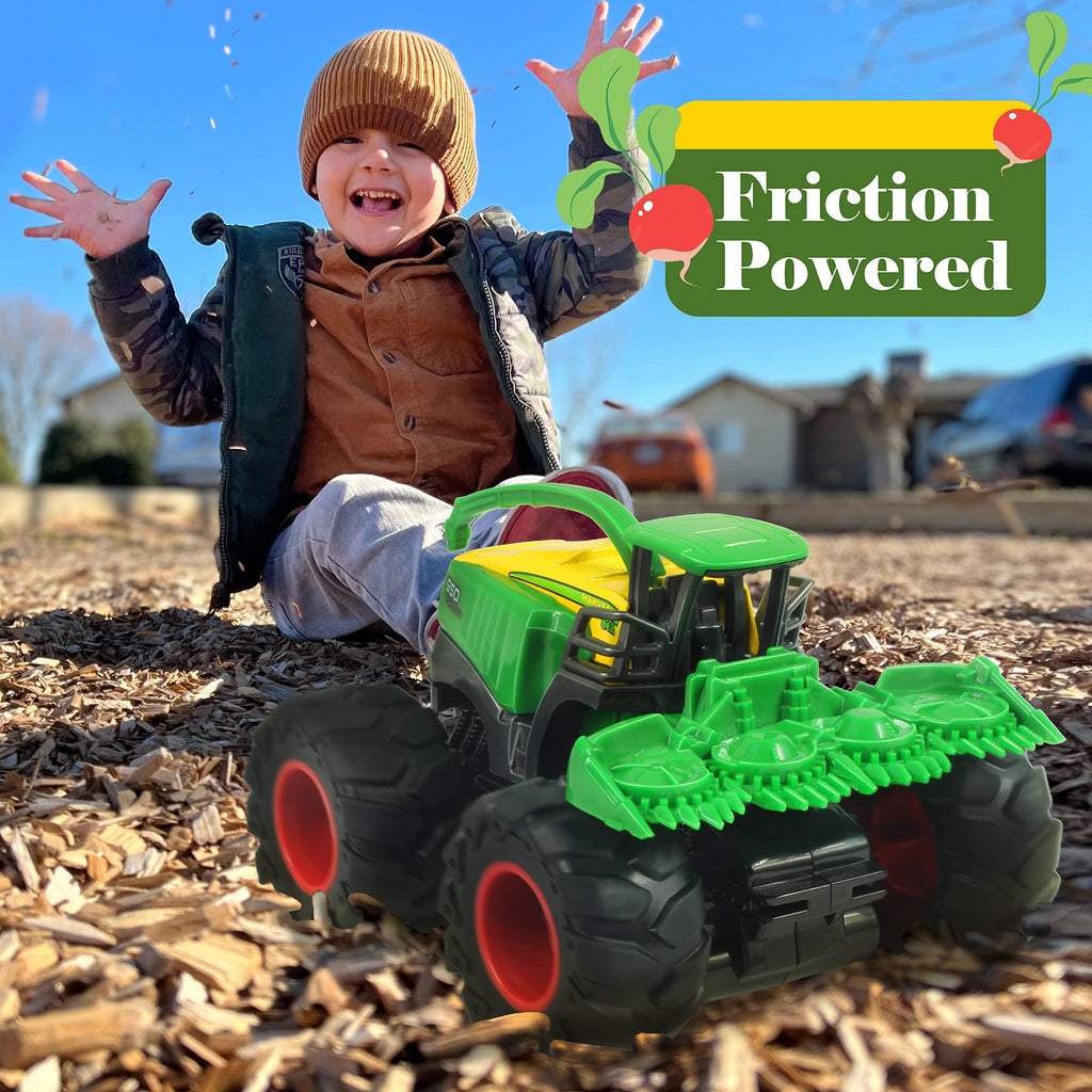 KARMOUNT Die-Cast Metal Toy Tractors with Trailer – Movable Parts, Realistic Details for Kids 3-5