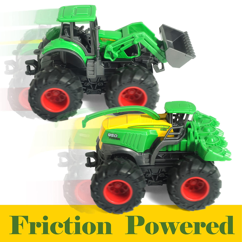 KARMOUNT Die-Cast Metal Toy Tractors with Trailer – Movable Parts, Realistic Details for Kids 3-5