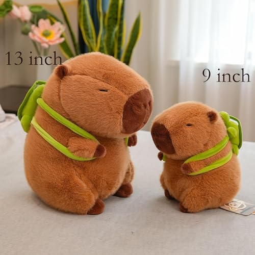 Karoeiwa 9-Inch Capybara Plush with Turtle Backpack - Ultra-Soft Stuffed Animal for Kids and Adults