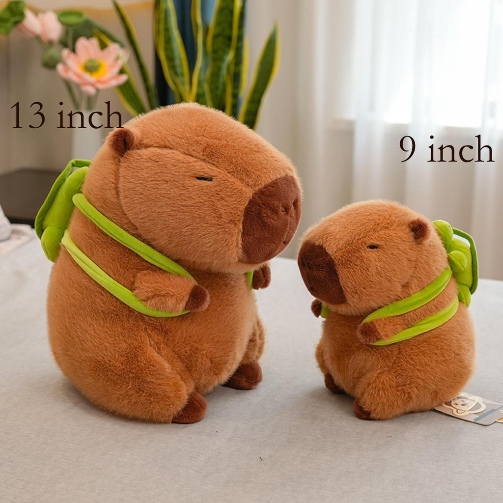 Karoeiwa 9-Inch Capybara Plush with Turtle Backpack - Ultra-Soft Stuffed Animal for Kids and Adults