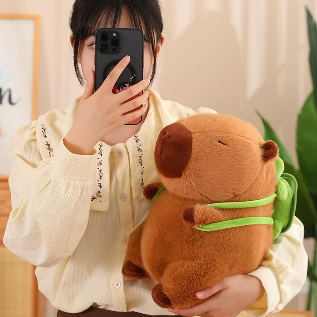 Karoeiwa 9-Inch Capybara Plush with Turtle Backpack - Ultra-Soft Stuffed Animal for Kids and Adults