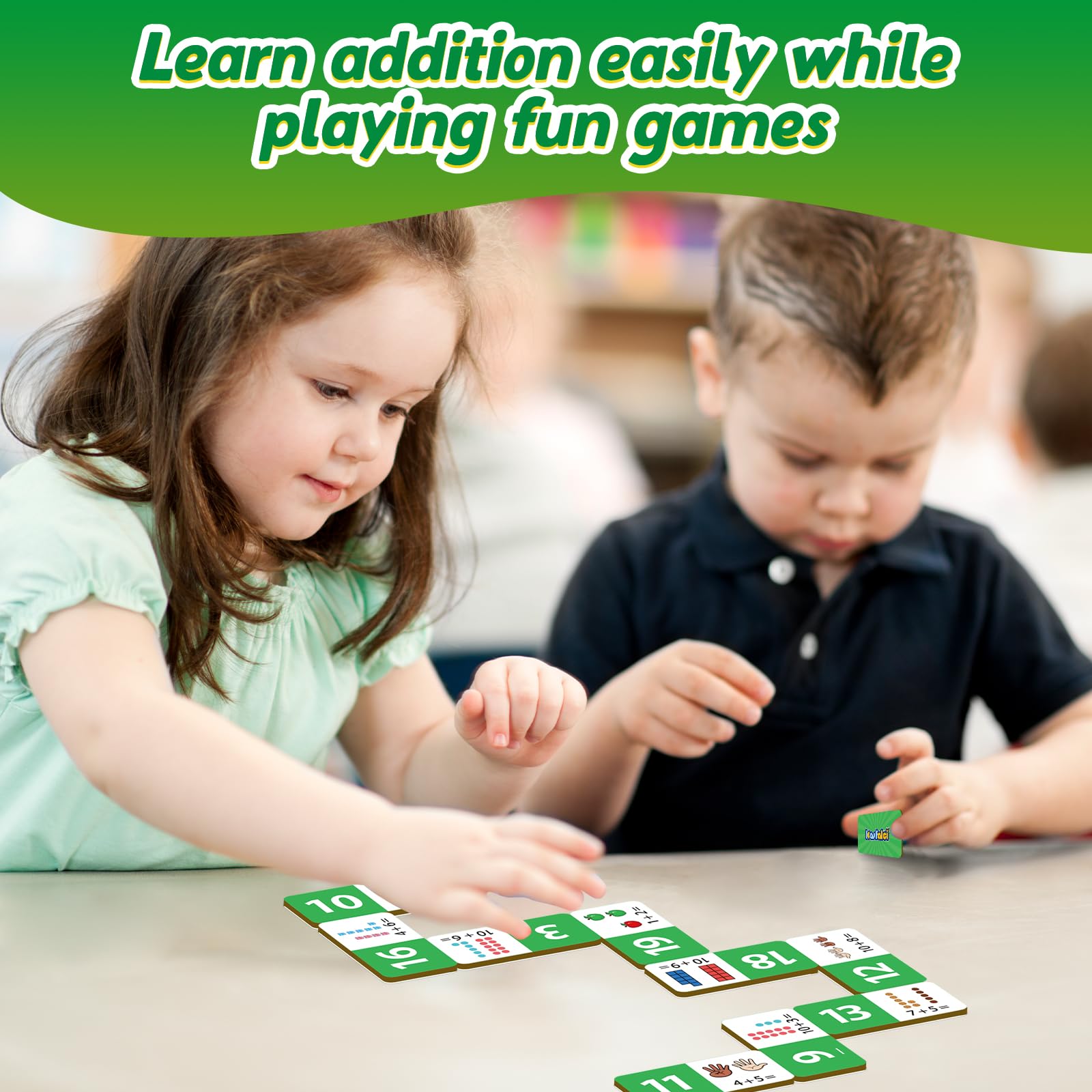 Kasfalci Addition Dominoes Set – Math Games for Kids, Preschool Learning Activities, Homeschool Supplies