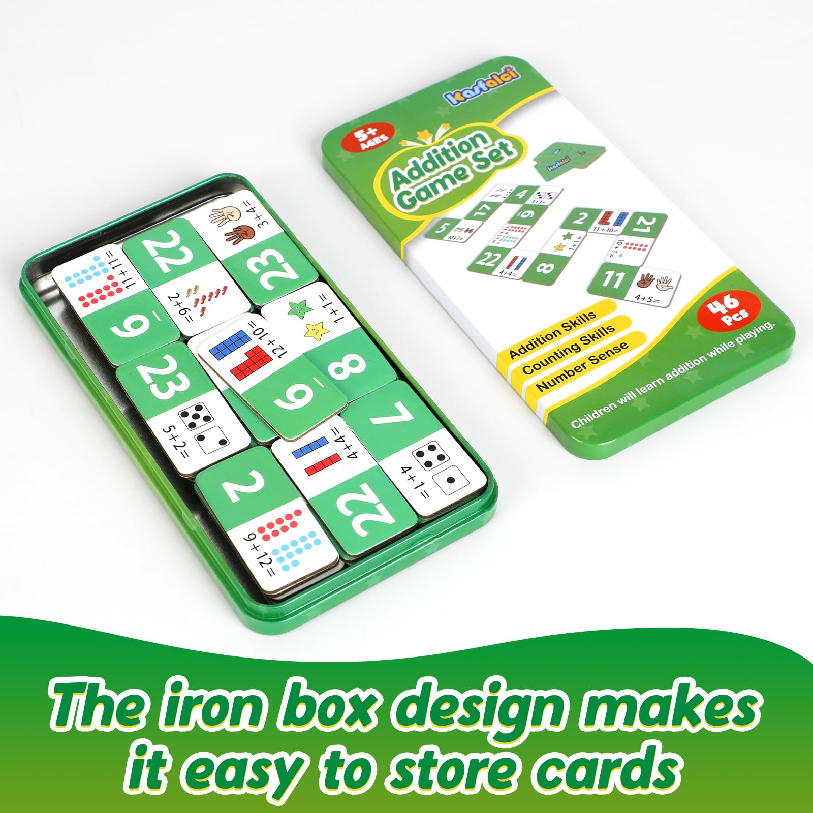 Kasfalci Addition Dominoes Set – Math Games for Kids, Preschool Learning Activities, Homeschool Supplies