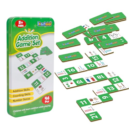 Kasfalci Addition Dominoes Set – Math Games for Kids, Preschool Learning Activities, Homeschool Supplies