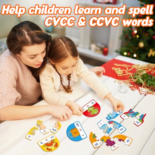 Kasfalci CVCC & CCVC Puzzle Cards - Phonics Word Games for Kids, Speech Therapy Toys