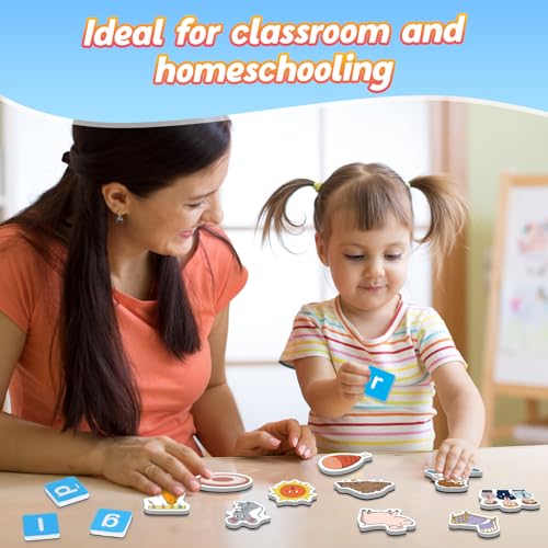 Kasfalci Magnetic Letters & CVC Word Games - 130 Pieces Phonics Set for Kids