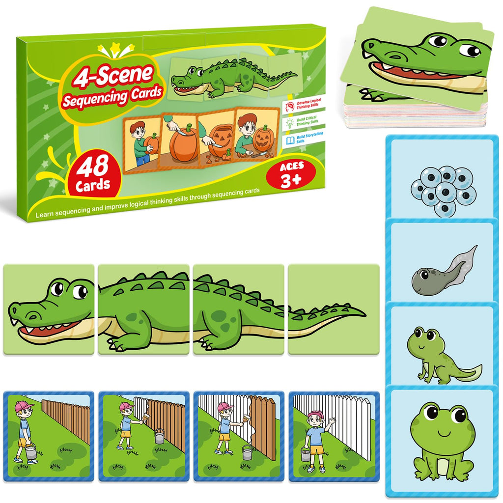 Kasfalci Sequencing Cards: 48 Cards for Storytelling, Speech Therapy, and Social Skills Development