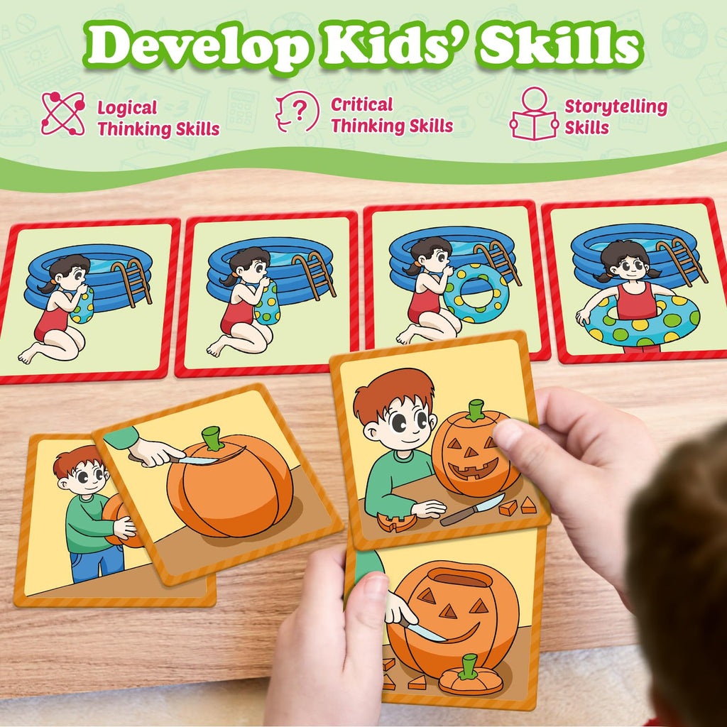 Kasfalci Sequencing Cards: 48 Cards for Storytelling, Speech Therapy, and Social Skills Development