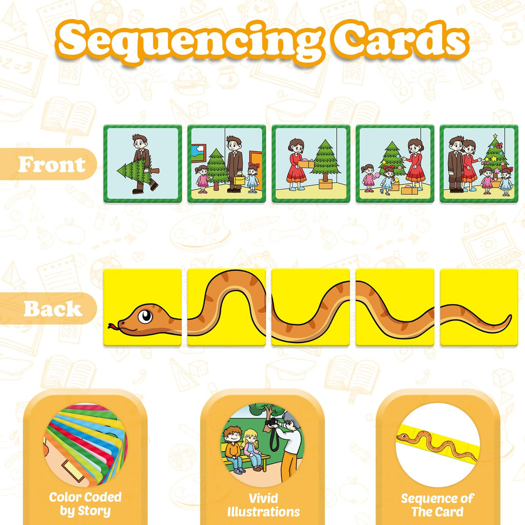 Kasfalci Sequencing Cards – 50 Picture Story Cards for Language & Social Skills