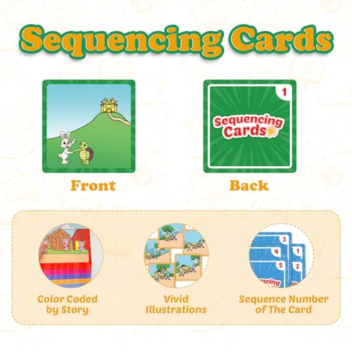 Kasfalci Sequencing Cards for Kids - 50-Piece Sequence Game for Speech Therapy, Autism, and Preschool Learning Activities
