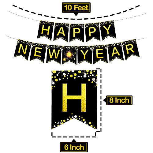 KatchOn 10ft Happy New Year Banner 2026 - Gold Pre-Strung Cardstock, No DIY