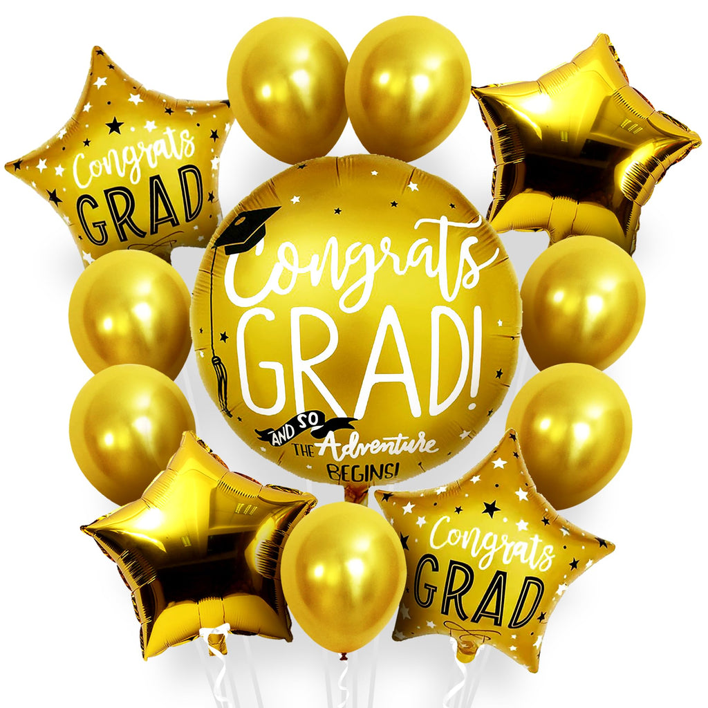 KatchOn 12-Pack Gold Graduation Balloons – 22 Inch Round & 18 Inch Star – Class of 2026 Party Decor