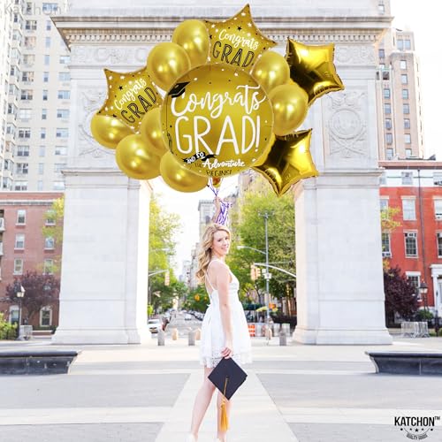 KatchOn 12-Pack Gold Graduation Balloons – 22 Inch Round & 18 Inch Star – Class of 2026 Party Decor