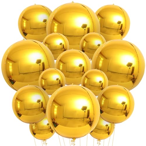 KatchOn 14-Pack Large Gold Foil Balloons (22, 15, 10 Inch) for Graduation 2026 & Party Decor