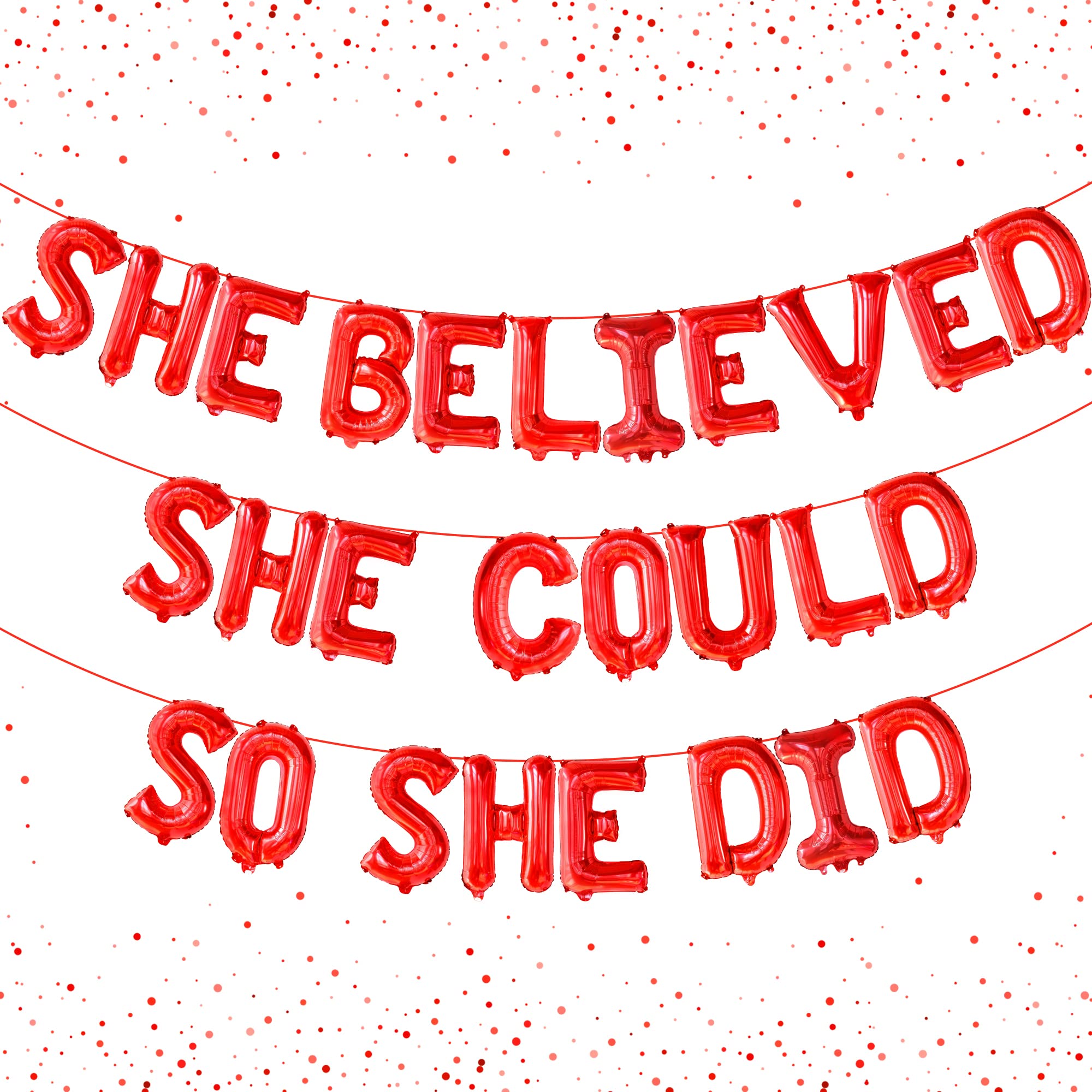 KatchOn 16 Inch Red 'She Believed She Could So She Did' Foil Balloon for Graduation Decorations