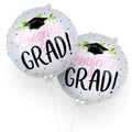 KatchOn 18-Inch Congrats Grad Balloons – 2-Pack White Foil Balloons for 2026 Graduation Party Decorations
