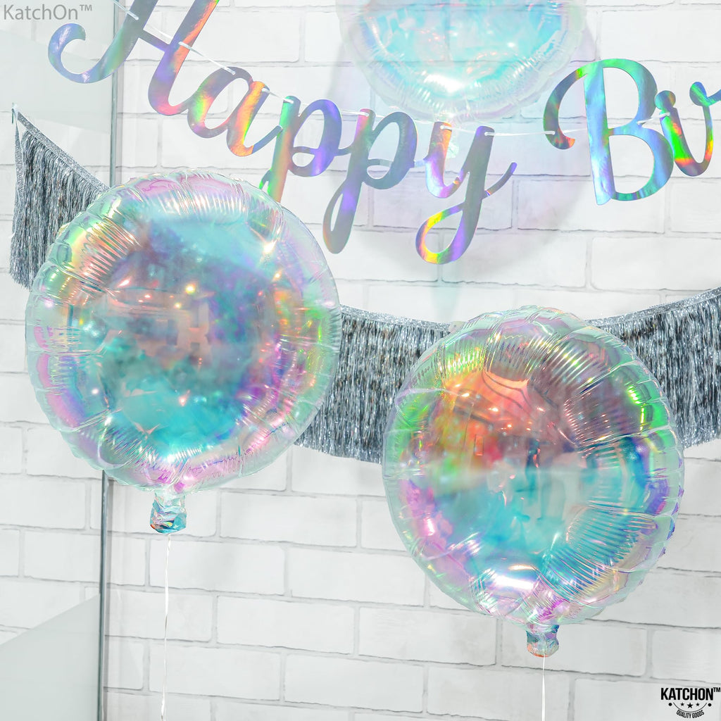 KatchOn 19 Inch Iridescent Foil Balloons - Pack of 8 Holographic Party Balloons for Birthdays, Baby Showers & More