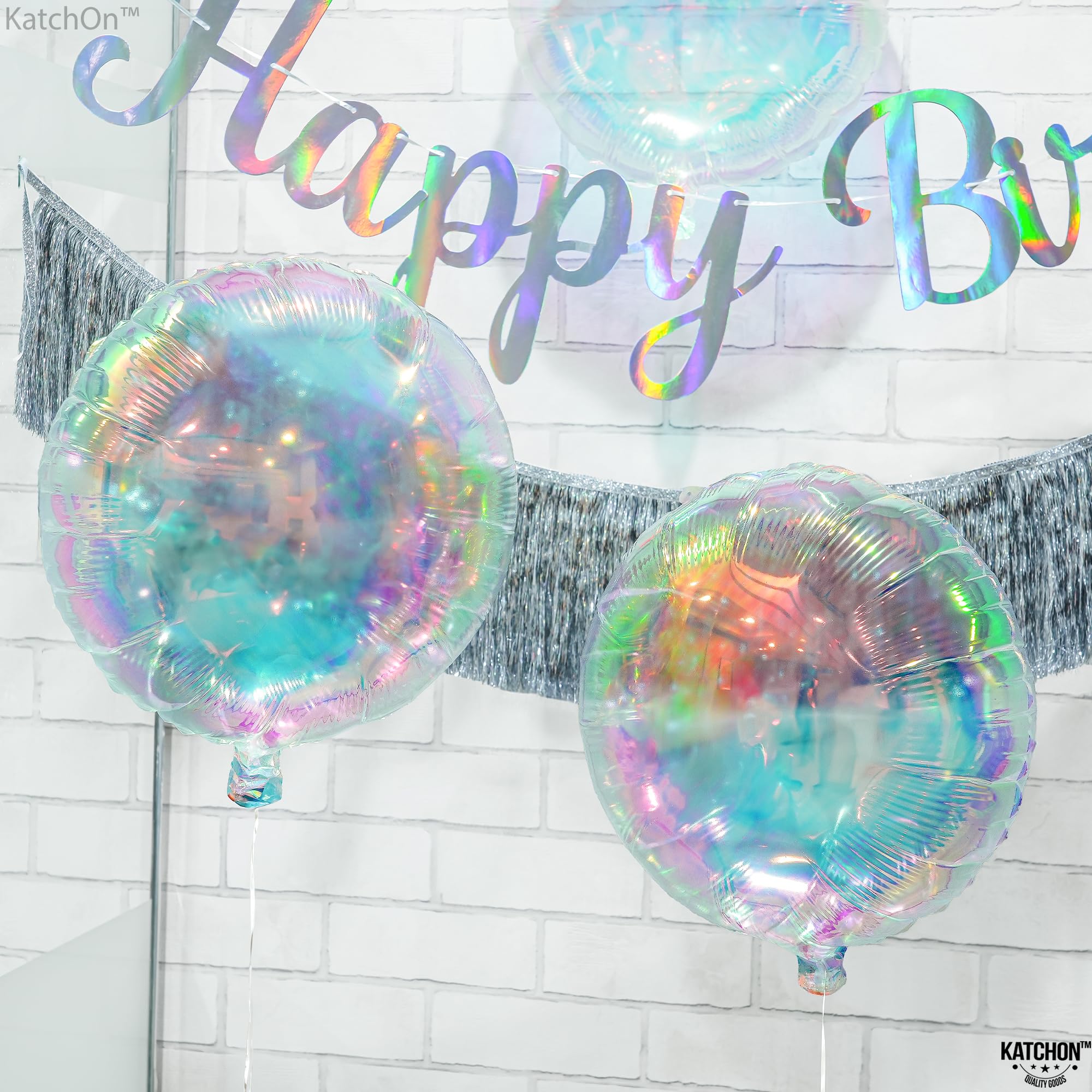 KatchOn 19 Inch Iridescent Foil Balloons - Pack of 8 Holographic Party Balloons for Birthdays, Baby Showers & More