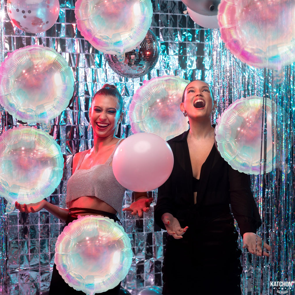 KatchOn 19 Inch Iridescent Foil Balloons - Pack of 8 Holographic Party Balloons for Birthdays, Baby Showers & More