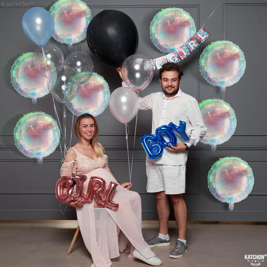 KatchOn 19 Inch Iridescent Foil Balloons - Pack of 8 Holographic Party Balloons for Birthdays, Baby Showers & More