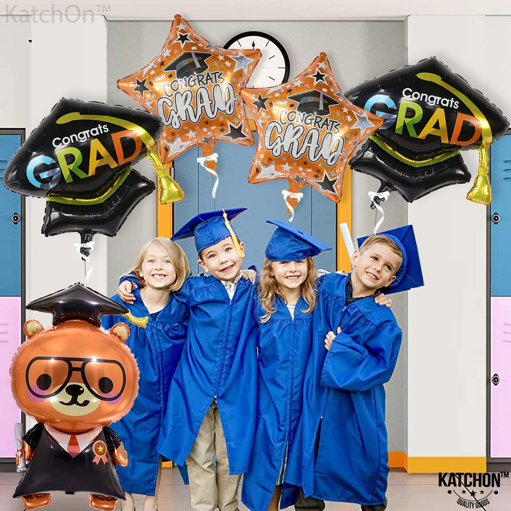 KatchOn 36-Inch Graduation Bear Balloon Set – 5-Pack for 2026 Kindergarten & Preschool Party Decorations