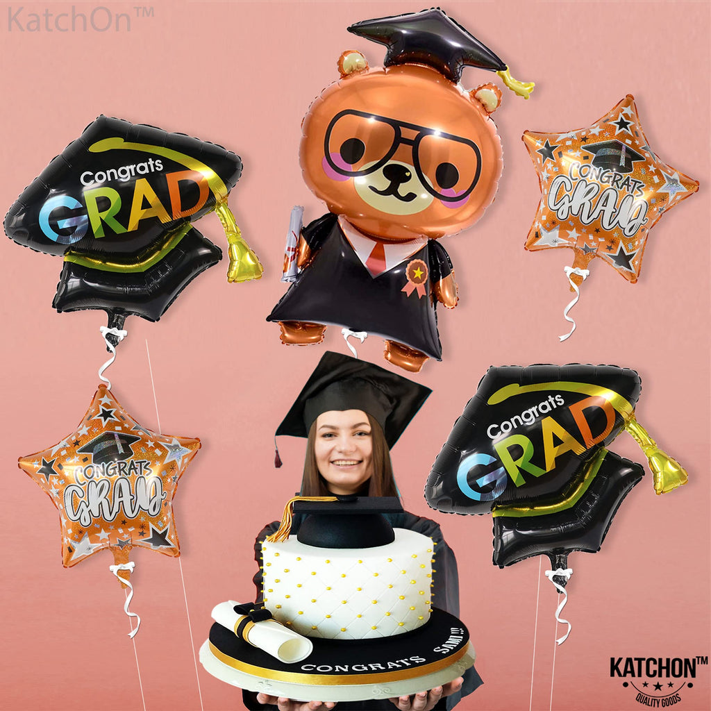 KatchOn 36-Inch Graduation Bear Balloon Set – 5-Pack for 2026 Kindergarten & Preschool Party Decorations