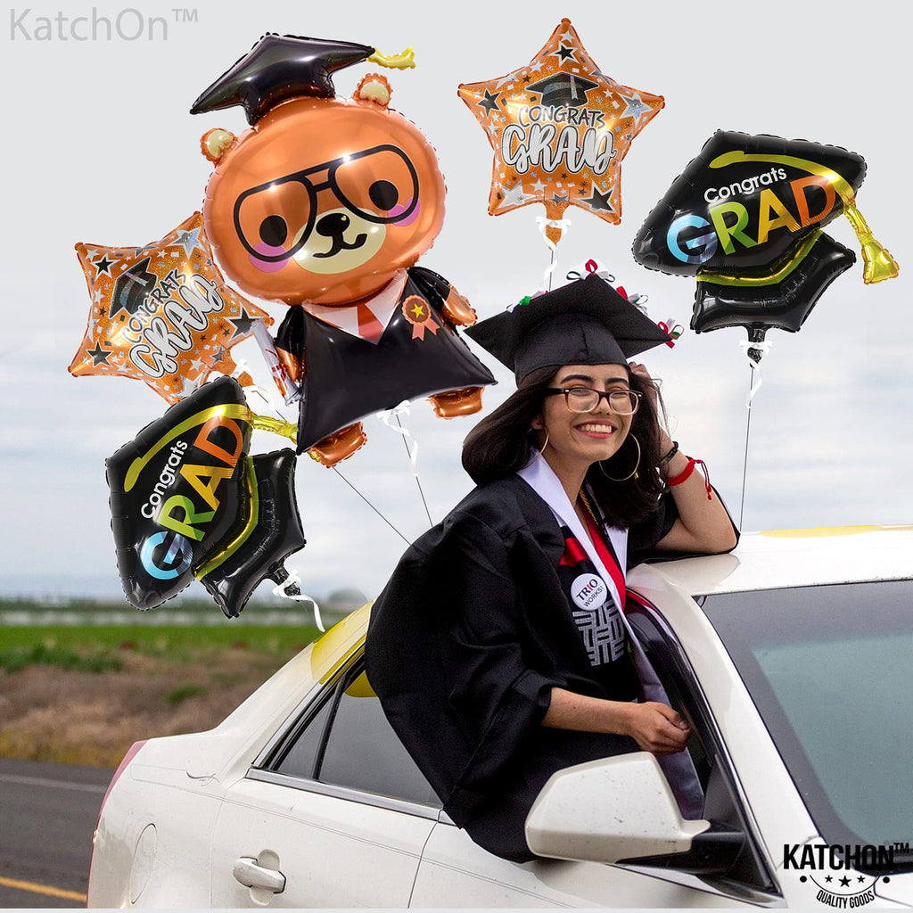 KatchOn 36-Inch Graduation Bear Balloon Set – 5-Pack for 2026 Kindergarten & Preschool Party Decorations