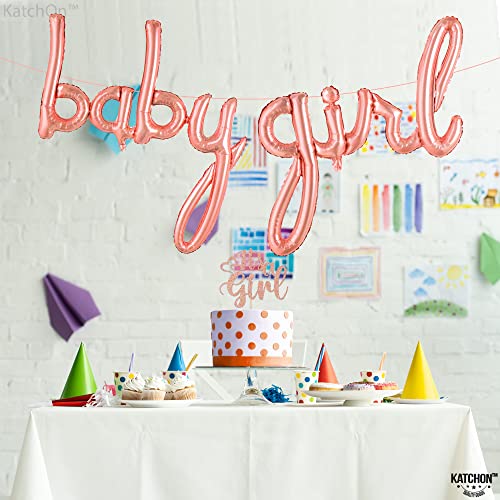 KatchOn 37-Inch Rose Gold 'Its A Girl' Foil Balloon Set for Baby Shower Decorations