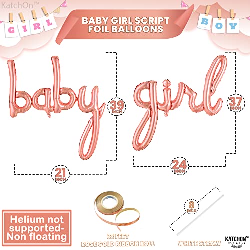 KatchOn 37-Inch Rose Gold 'Its A Girl' Foil Balloon Set for Baby Shower Decorations