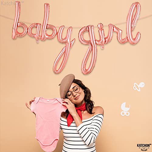 KatchOn 37-Inch Rose Gold 'Its A Girl' Foil Balloon Set for Baby Shower Decorations