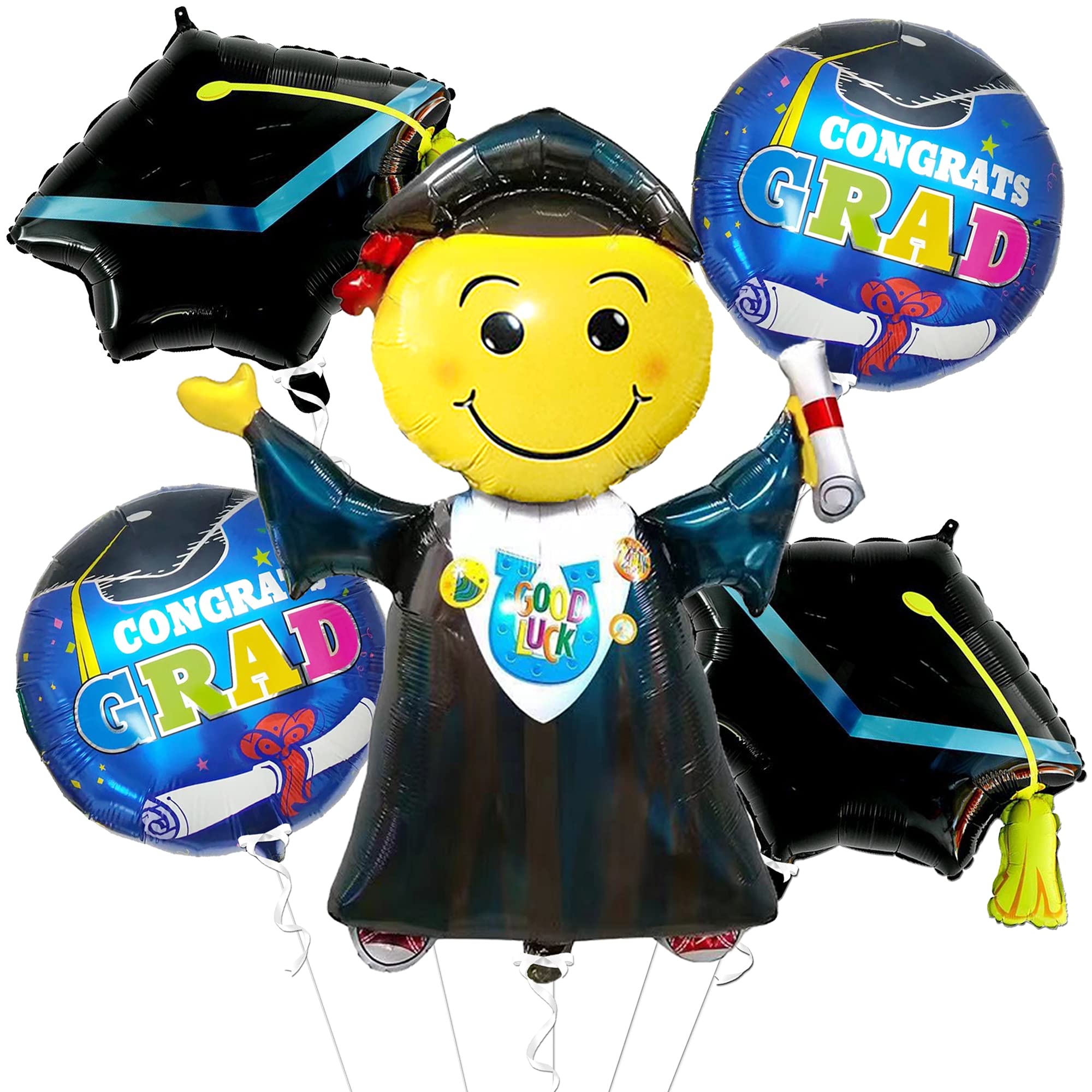 KatchOn 40-Inch Jumping Graduation Balloon 2026 - Blue & Black Foil Balloon Set for Preschool Kindergarten Graduation Party Decorations