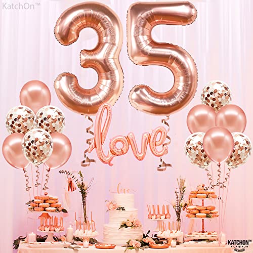 KatchOn 40 Inch Rose Gold 35 Balloon Numbers for 35th Birthday or Anniversary Decorations