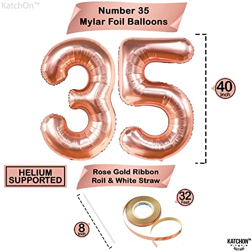 KatchOn 40 Inch Rose Gold 35 Balloon Numbers for 35th Birthday or Anniversary Decorations