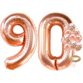 KatchOn 40 Inch Rose Gold 90 Number Balloon with 7 Confetti Balloons for 90th Birthday Decorations