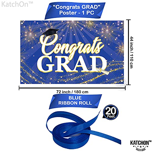 KatchOn 72x44 Inch Blue Graduation Banner 2026 - Congrats Grad Backdrop for Party Decorations