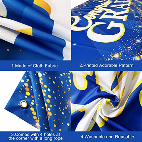KatchOn 72x44 Inch Blue Graduation Banner 2026 - Congrats Grad Backdrop for Party Decorations