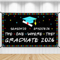 KatchOn 72x44 Inch The One Where They Graduate Backdrop 2026 - Cloth Graduation Banner for Class of 2026 Party Decorations