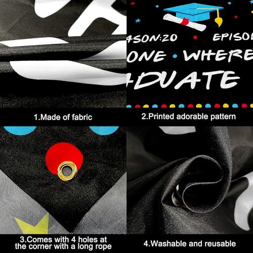 KatchOn 72x44 Inch The One Where They Graduate Backdrop 2026 - Cloth Graduation Banner for Class of 2026 Party Decorations