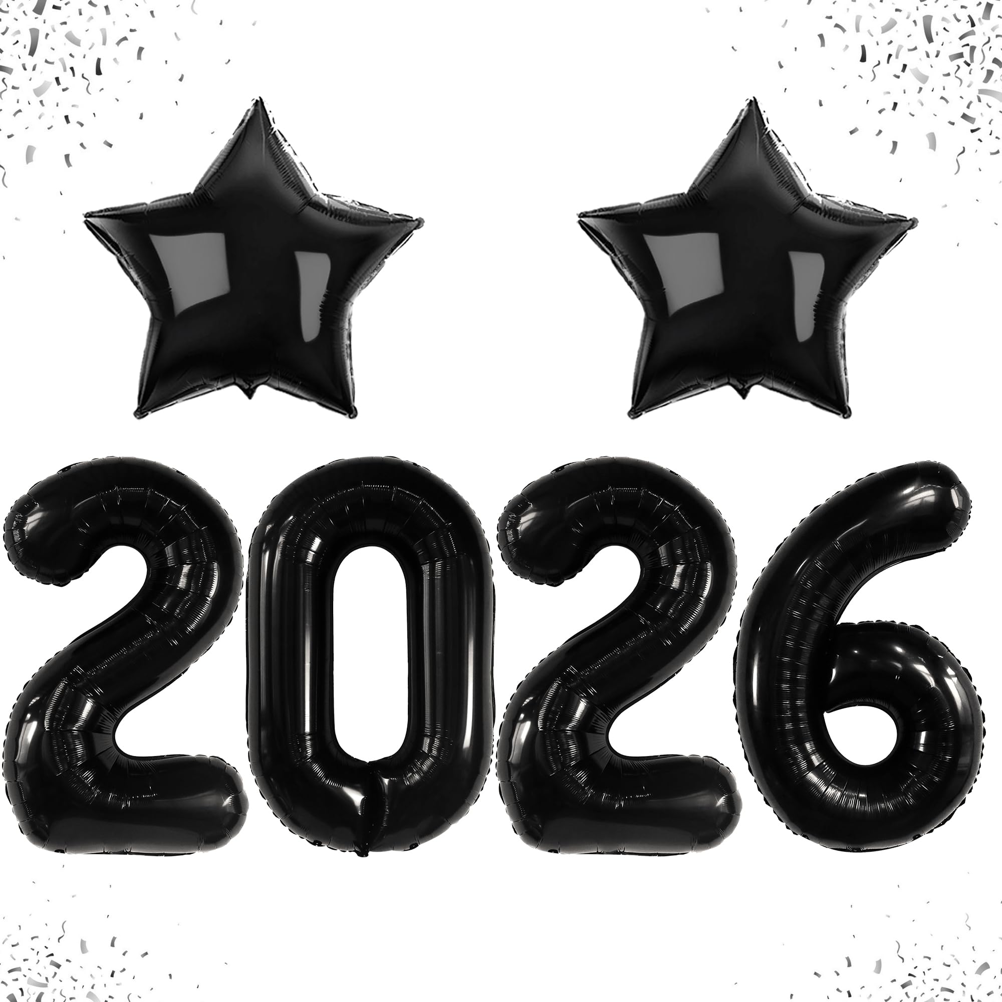 KatchOn Big Black 2026 Balloons 42 Inch - Graduation Decor with Star Balloon