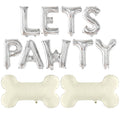 KatchOn Big Silver Lets Pawty Balloons – 29 Inch Dog Birthday Decorations Set with 11 Foil Balloons and String