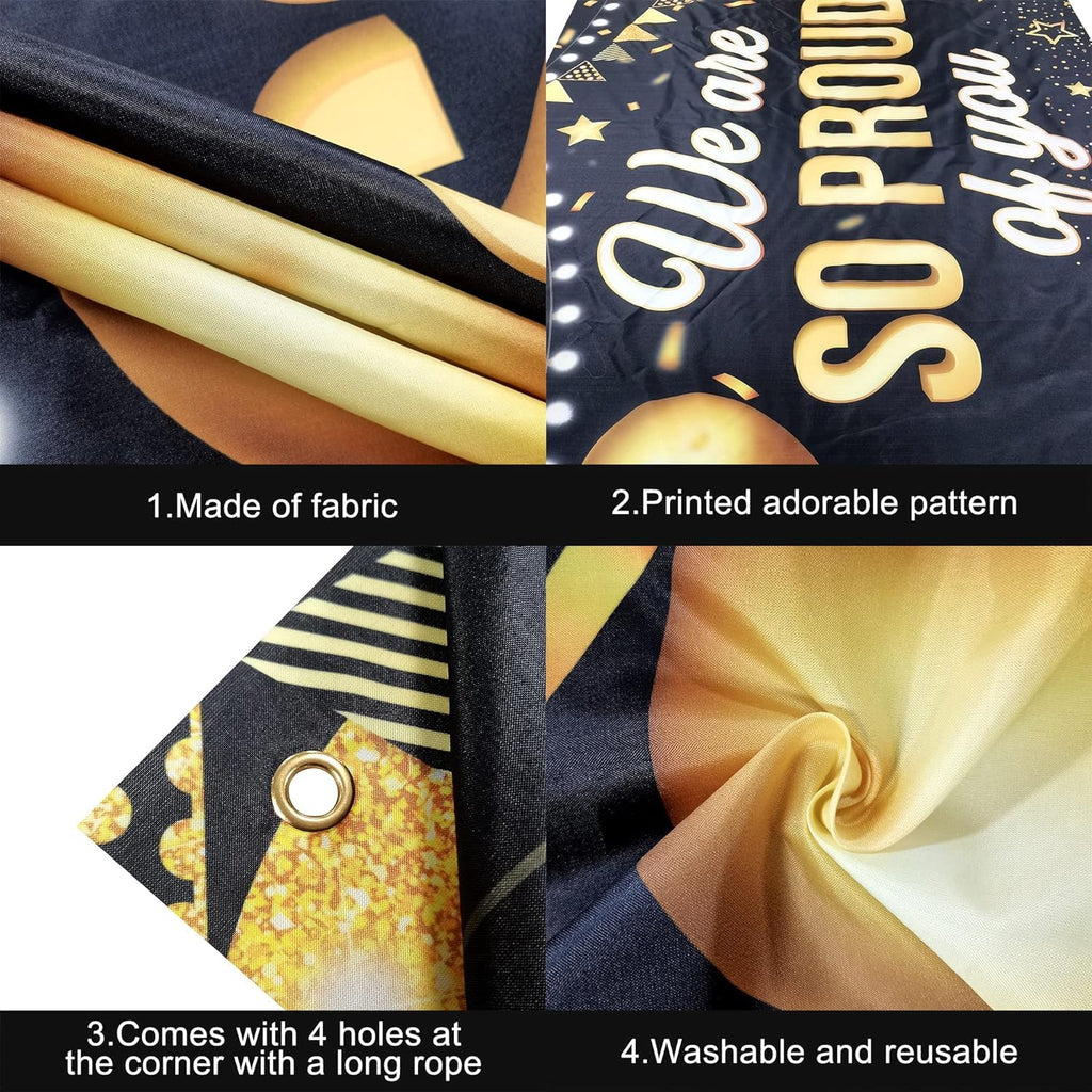 KatchOn Black & Gold We Are So Proud of You Graduation Banner - Extra Large 72x44 Inch for 2026